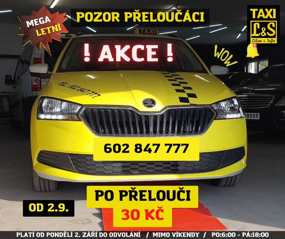 taxi akce 30 kč přelouč